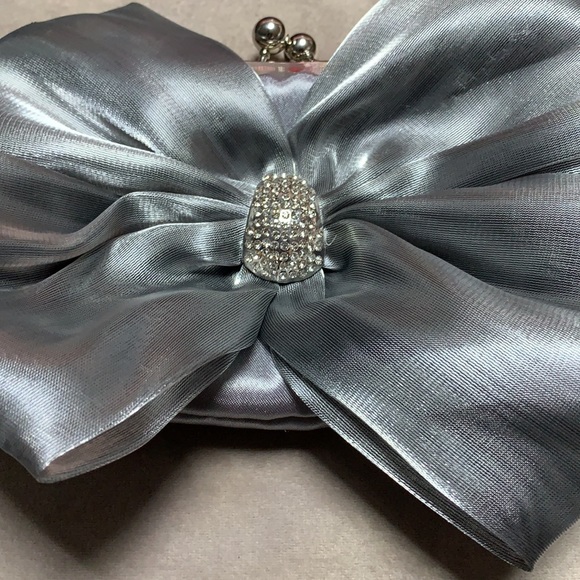 Satin Bow Bling Rhinestone Clutch - Picture 9 of 10